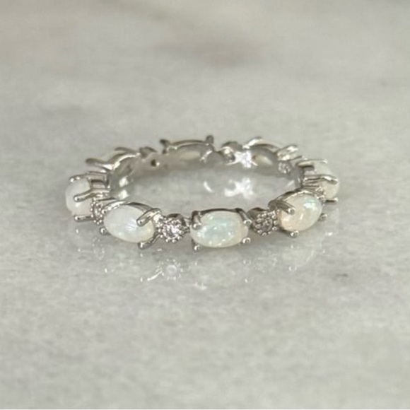 Modest Lu Jewelry - Silver Opal Crystal Pave Princess Ring
Brand New
Size 6